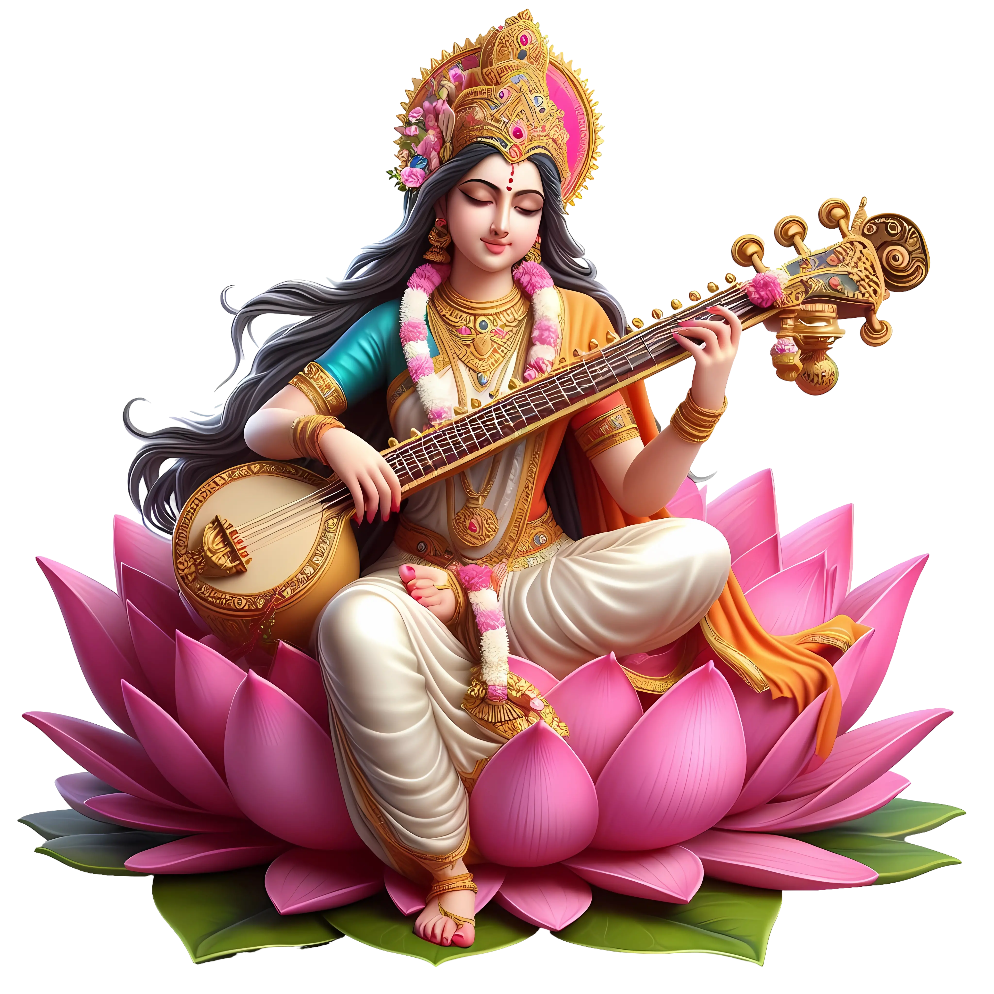 Brass Saraswati Statue